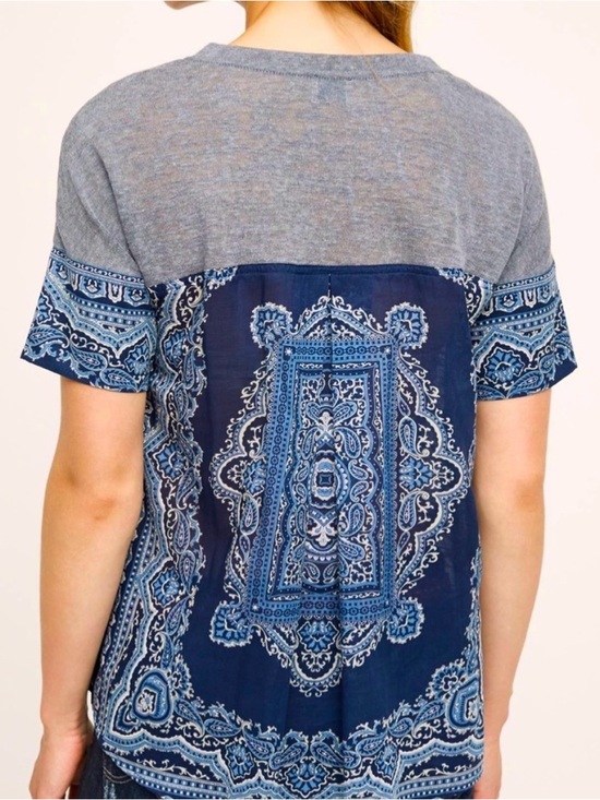 Blue Tassel Tops - Blue Paisley-Back Short Sleeve Tee